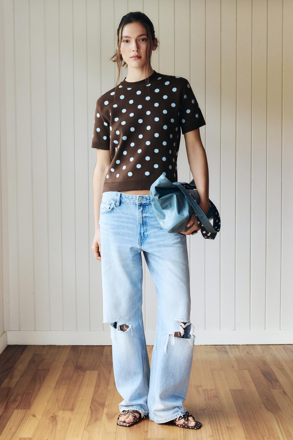 Pull & Bear  Puantiye desenli kısa kollu top