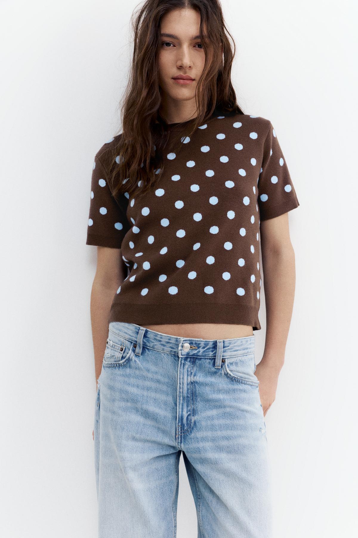 Pull & Bear  Puantiye desenli kısa kollu top - Görsel 2