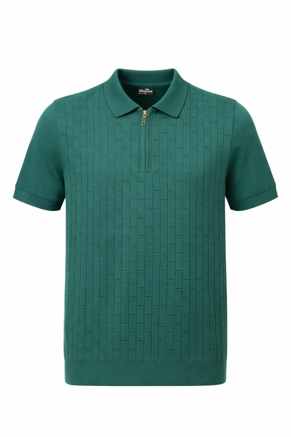 Plus Scorpion Men's Polo Neck Zippered Knitwear T-Shirt Textured Slim Fit