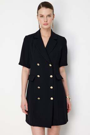 Mi Pret a Porter Mi Düğme Detaylı Kruvaze Yaka Elbise