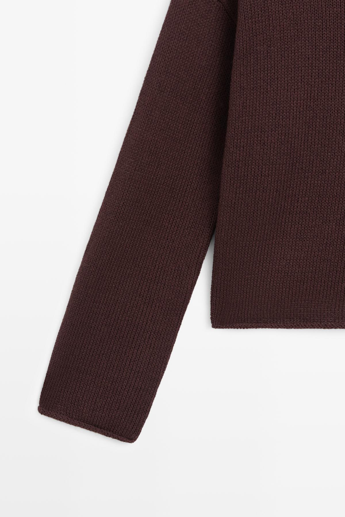 Massimo Dutti  Cepli pamuklu keten triko kazak - Görsel 7