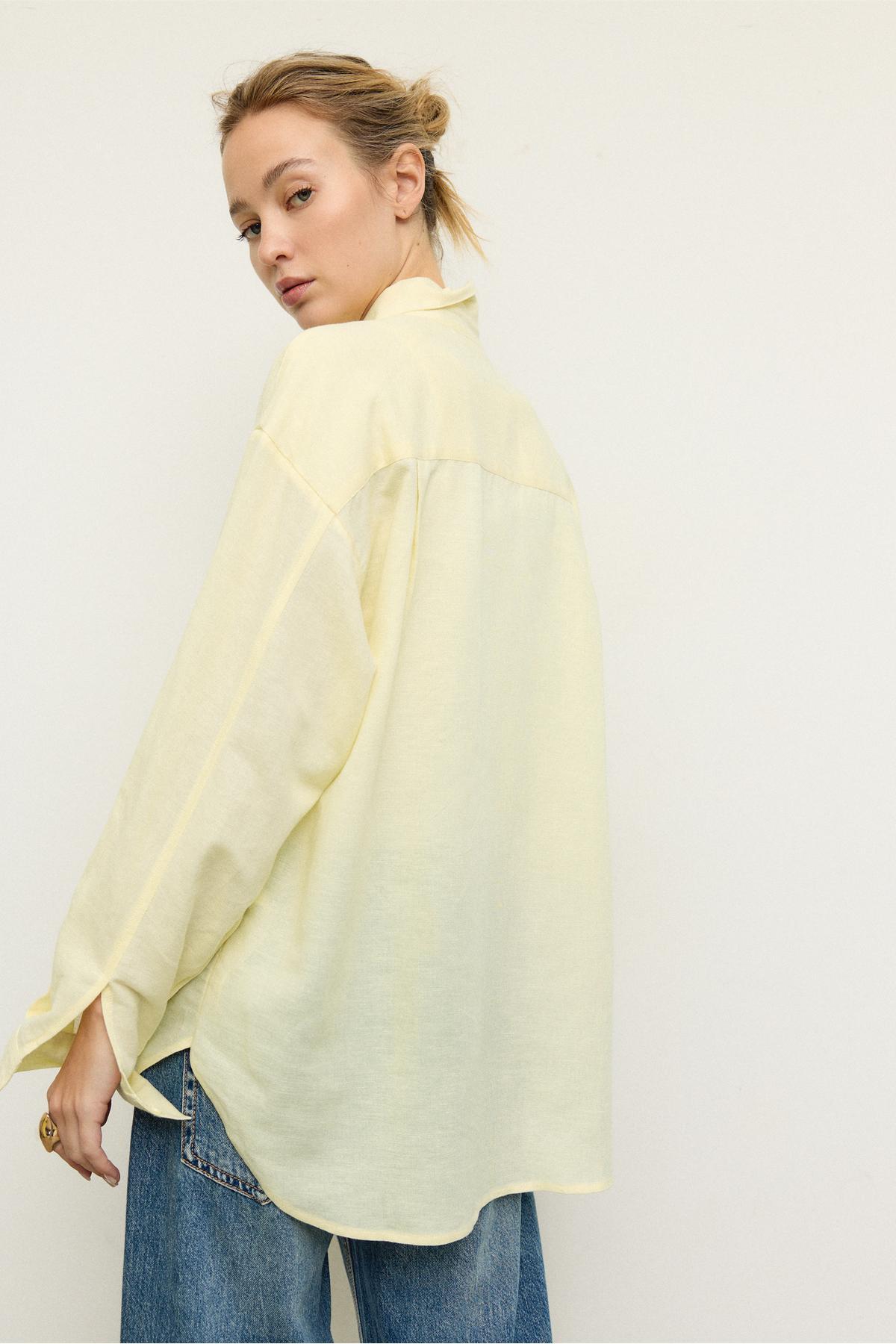 Stradivarius  Keten görünümlü dökümlü gömlek - Görsel 5