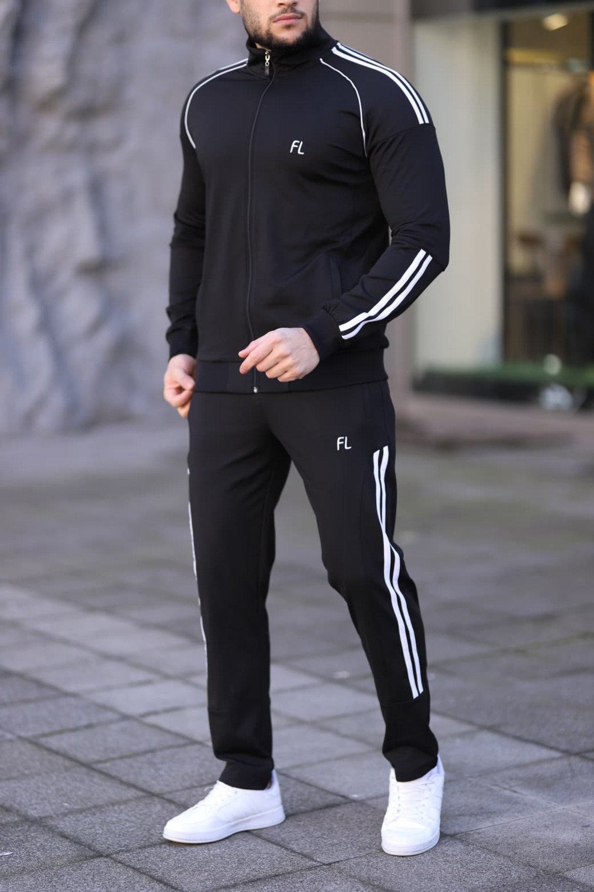 Fors Life Nova sezonska muška trenerka Sa paspulom, crna