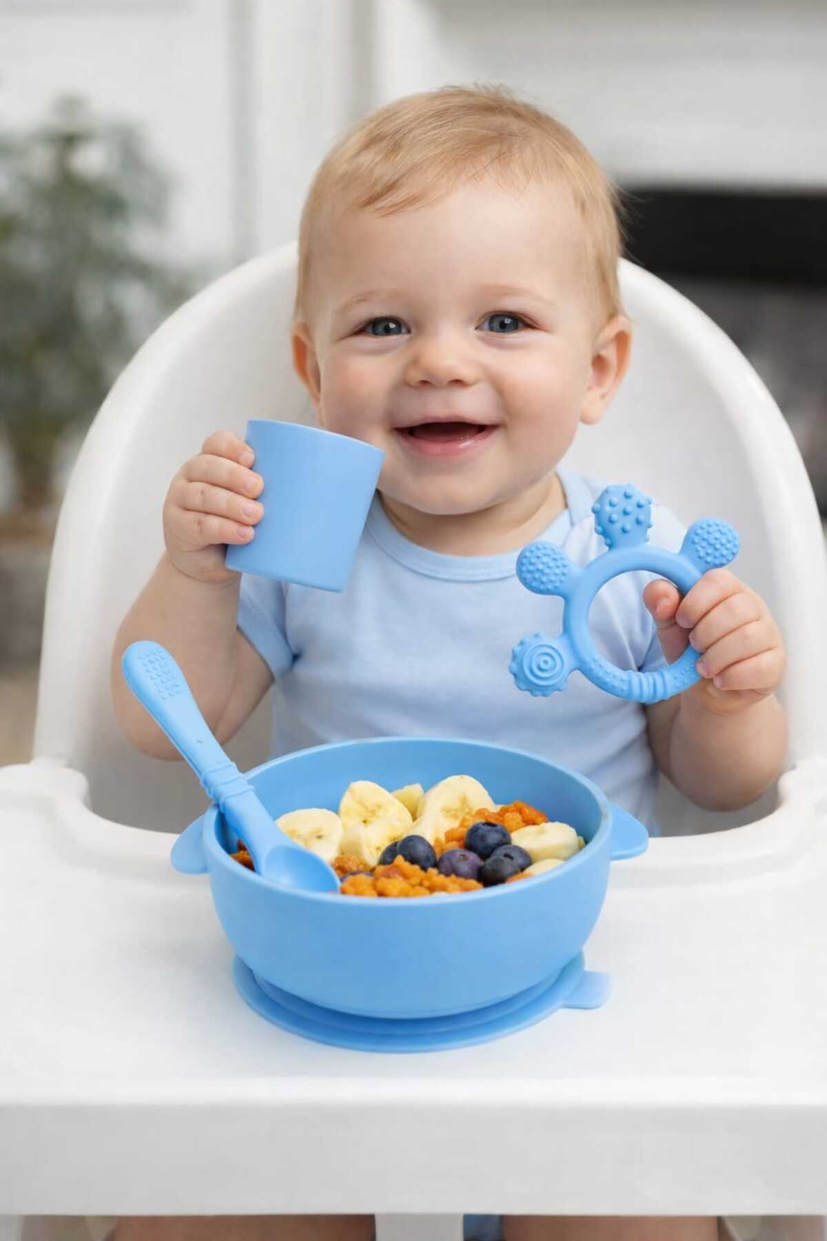 CKM silikon 4lü Silikon Mama Seti- Vakumlu Mama Kasesi Kaşığı Bardak Ve Diş Kaşıyıcı Set fotoğrafı 2 (önizleme)