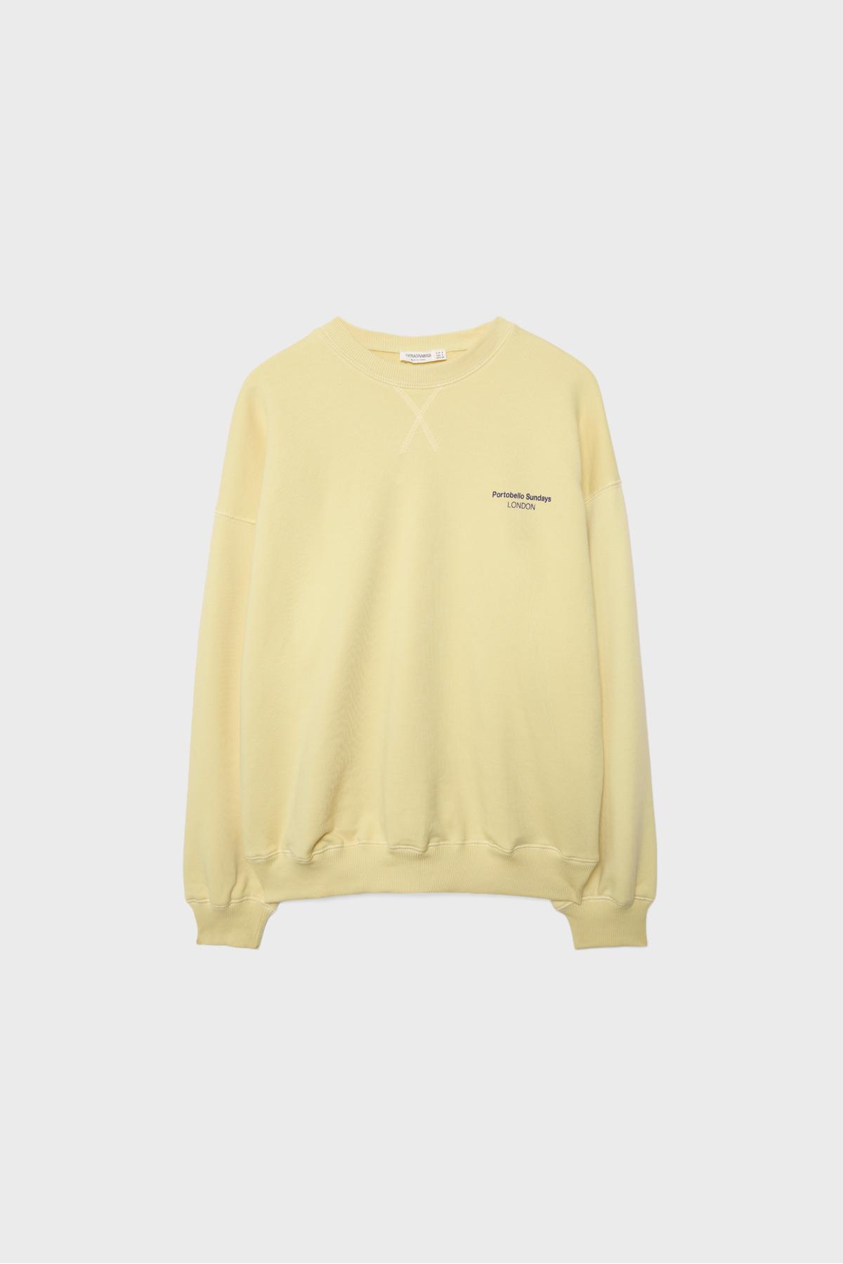 Stradivarius  Uzun kollu bisiklet yaka metin sweatshirt - Görsel 6