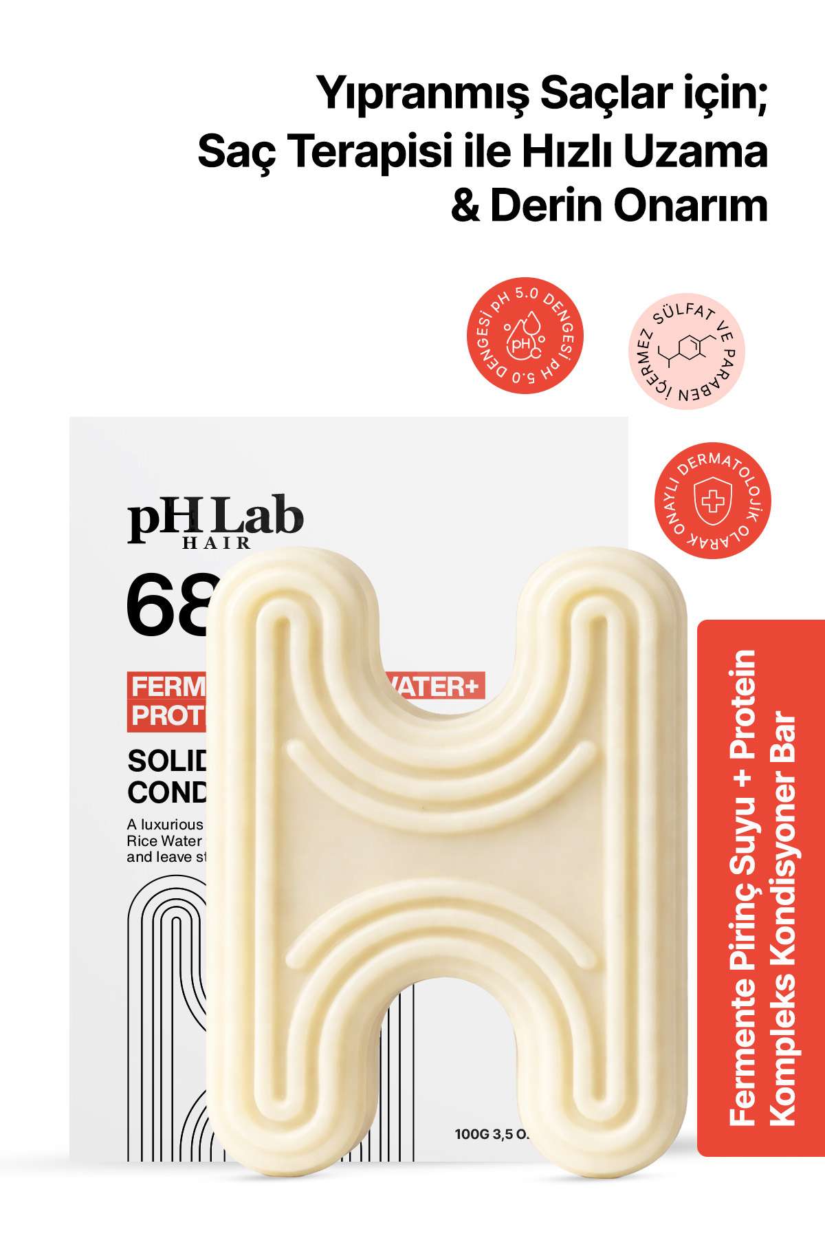 Ph Lab PhLab Hair Fermente Pirinç Suyu & Protein Complex Kondisyoner Bar, Onarıcı, Hızlı Uzama Etkili — PHKKK-01