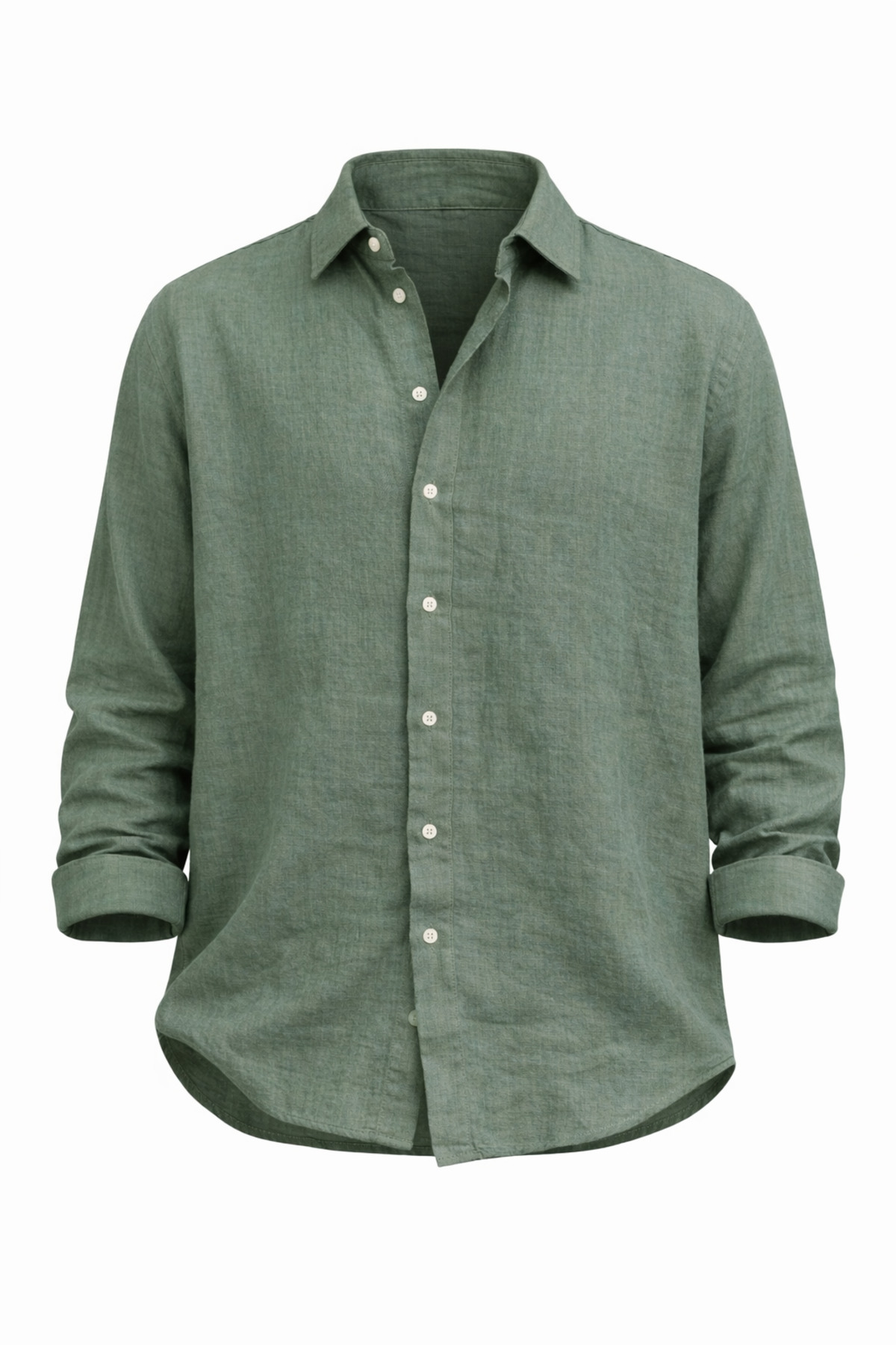 çerme  Oversize Mevsimlik Keten Dokulu Bol Kalıp Uzun Kollu Rahat Kullanım Erkek Haki Gömlek