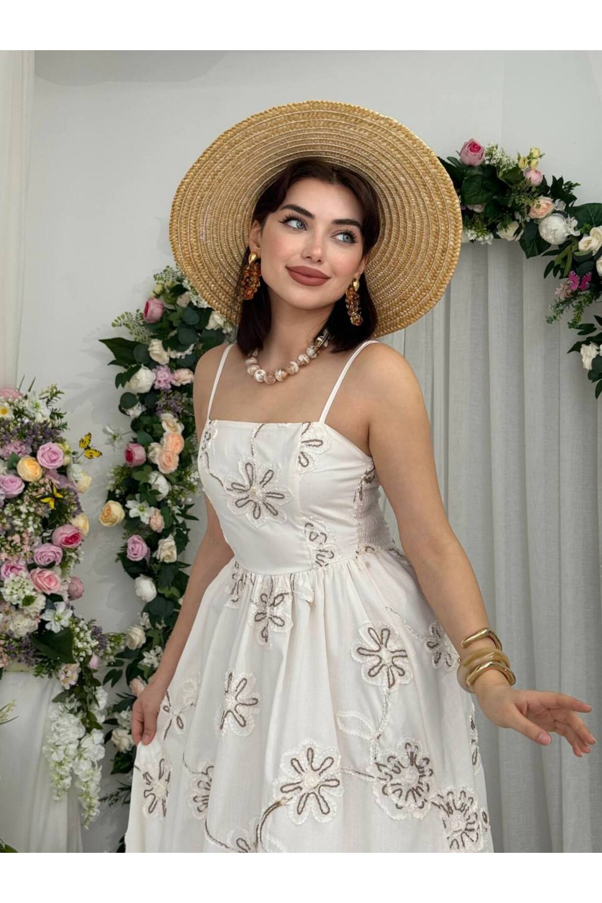 لباس میدی پوپلین طرح برود 3