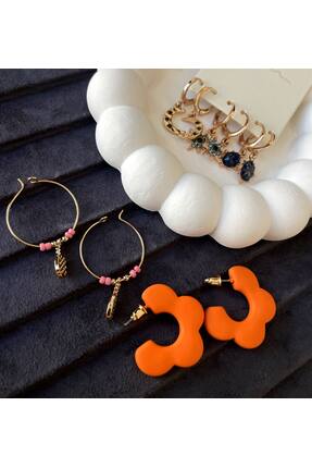 Luxiva 5 çift kadın küpelerden oluşmuş paket