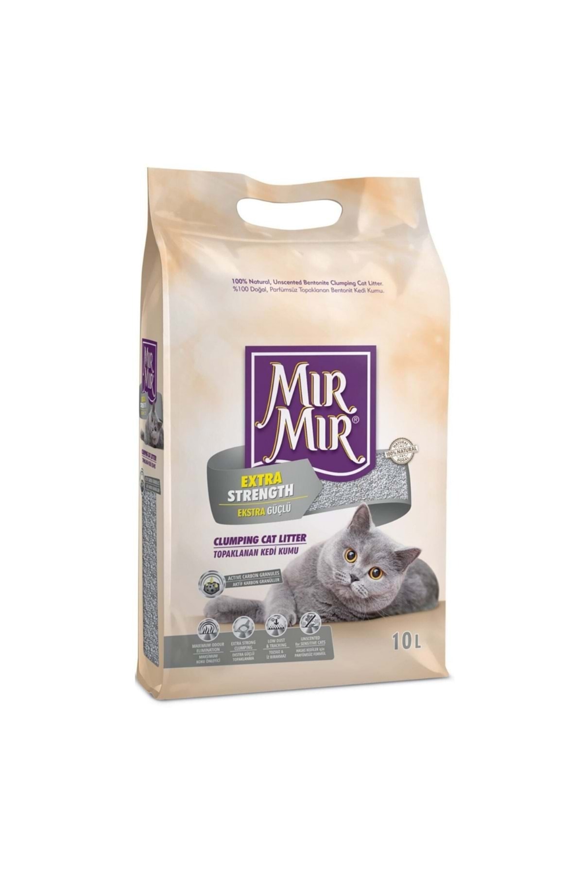 Mır MırMır Aktif Karbonlu Extra Güçlü Topaklaşan Bentonit 10 Lt Kedi Kumu