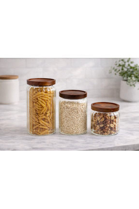 MİEN 3'Lü Büyük Cam Kavanoz Set 650 ml - 1100 ml - 1500 ml