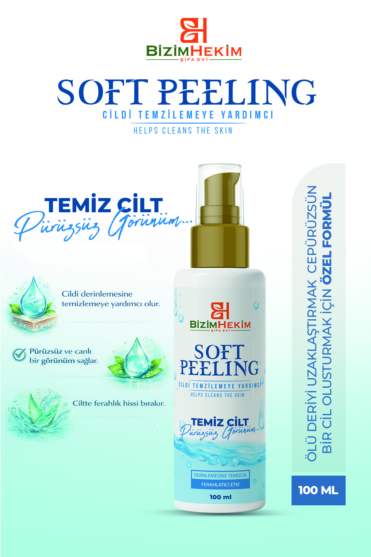 BİZİMHEKİM ŞİFA EVİ BizimHekim Pürüzsüz Görünüm İçin Soft Peeling 100 ml — SOFT