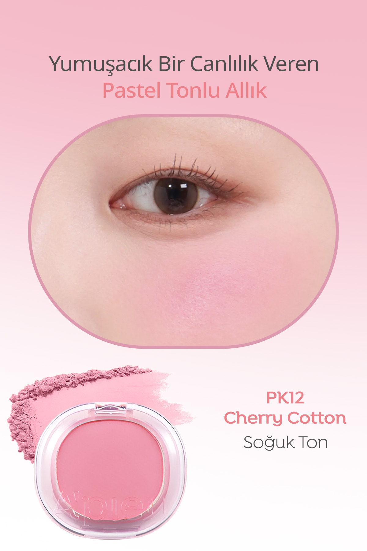 Cilde Yumuşak ve Doğal Renk Veren Pastel Tonlarda Allık APIEU Juicy-Pang Pastel Blusher (PK12) — صورتی 111630 — تصویر 3 از 9