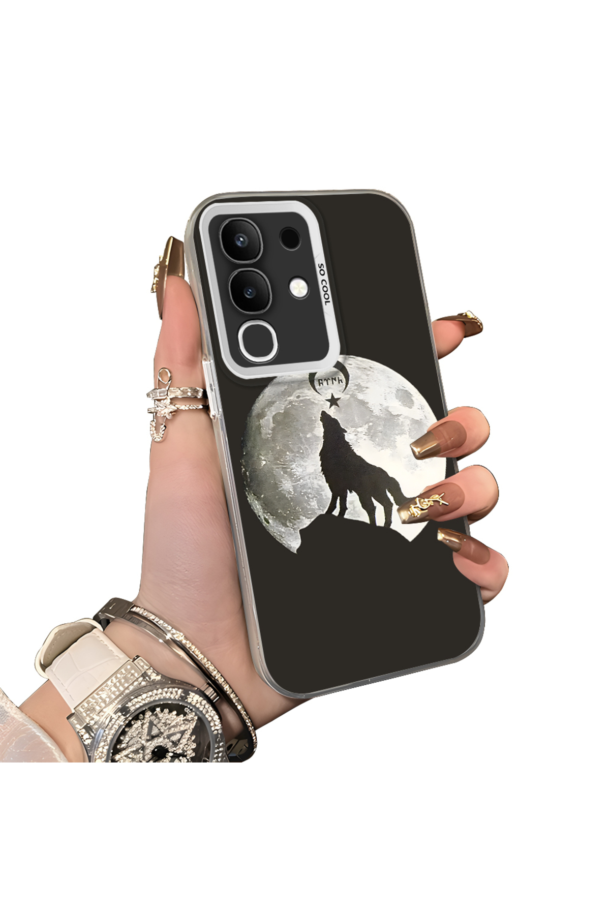 Vivo Y29 4G Compatible Hard Acrylic Rear Silicone Edge Lens Protection Case Wild Wolf