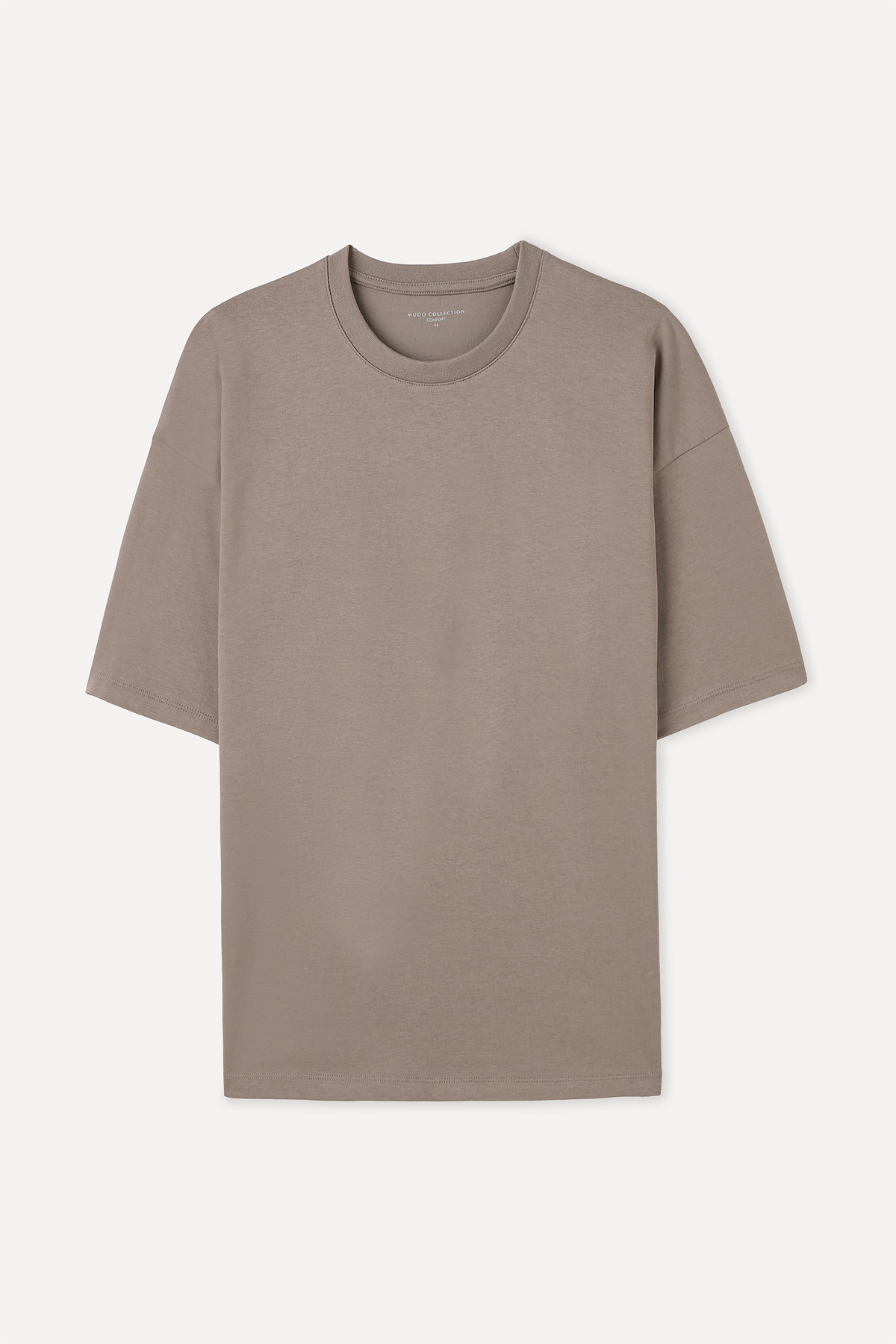 Mudo Erkek Vizon Rengi Comfort Fit Bisiklet Yaka T-Shirt