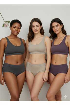 HB Comfort İç Giyim HB Comfort Kadın Fitilli Pamuklu Slip Külot 3’lü Set 6100-11