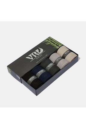 VARDAR SOCKS Dikişsiz Bambu Çorap Jakarlı Karışık Renk Erkek Çorap Kutulu 5 Ç...