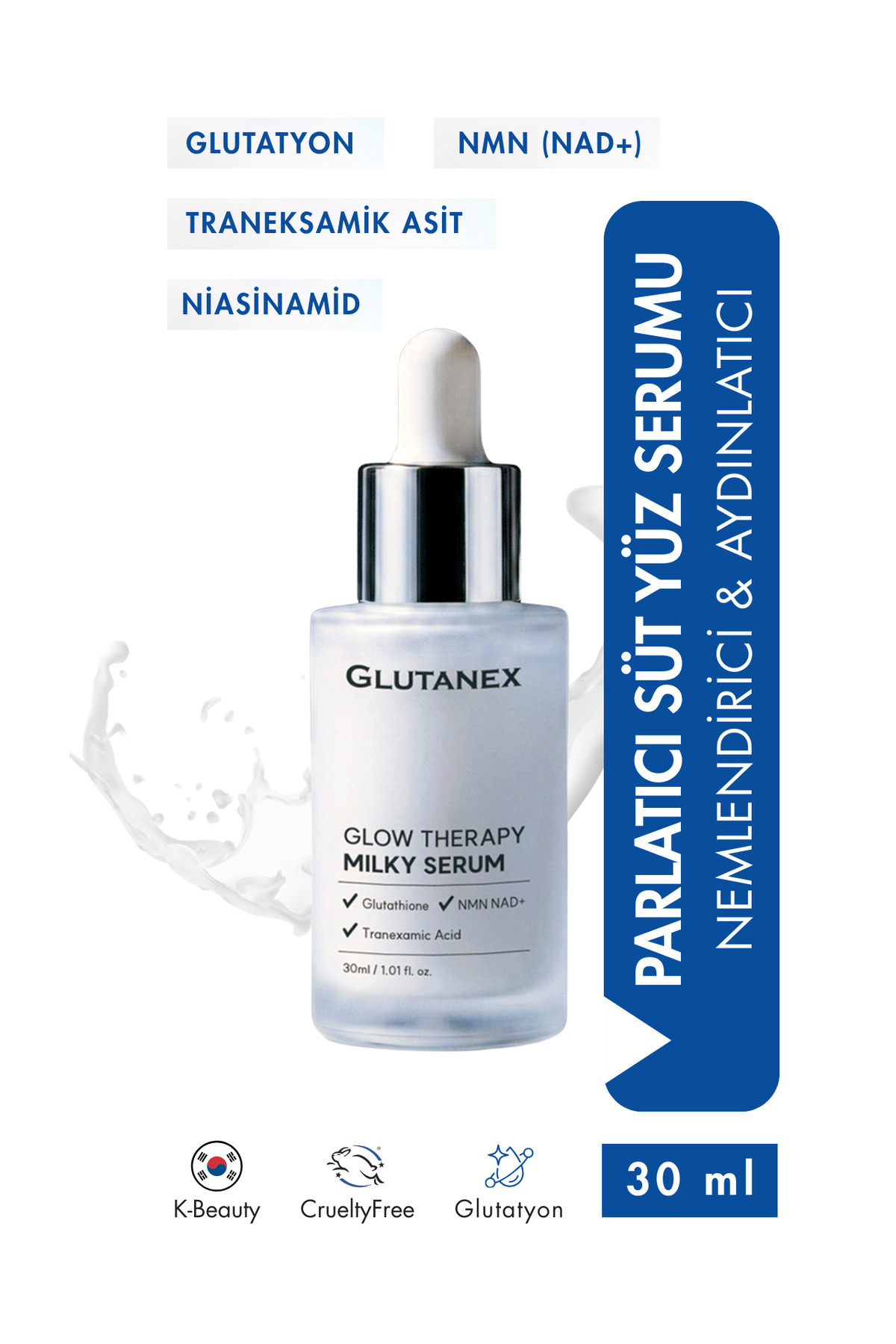GLUTANEX Glow Therapy Milky Serum 30 ml – Glutatyon NMN NAD+ Traneksamik  Asit İçeren Aydınlatıcı Serum - Fiyatı, Yorumları