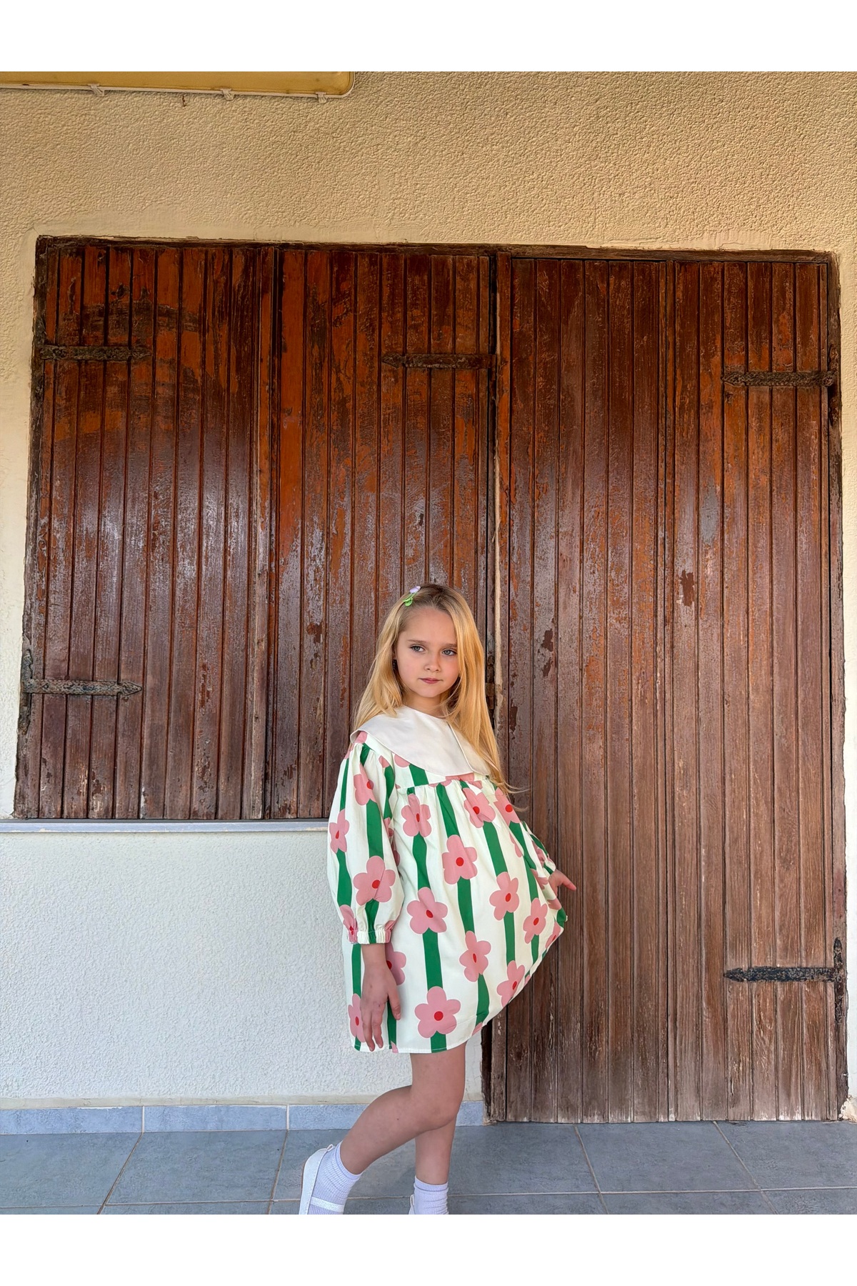 BONBONO KİDS  Kız Çocuk Bayramlık Çiçek Desenli Elbise - Görsel 3