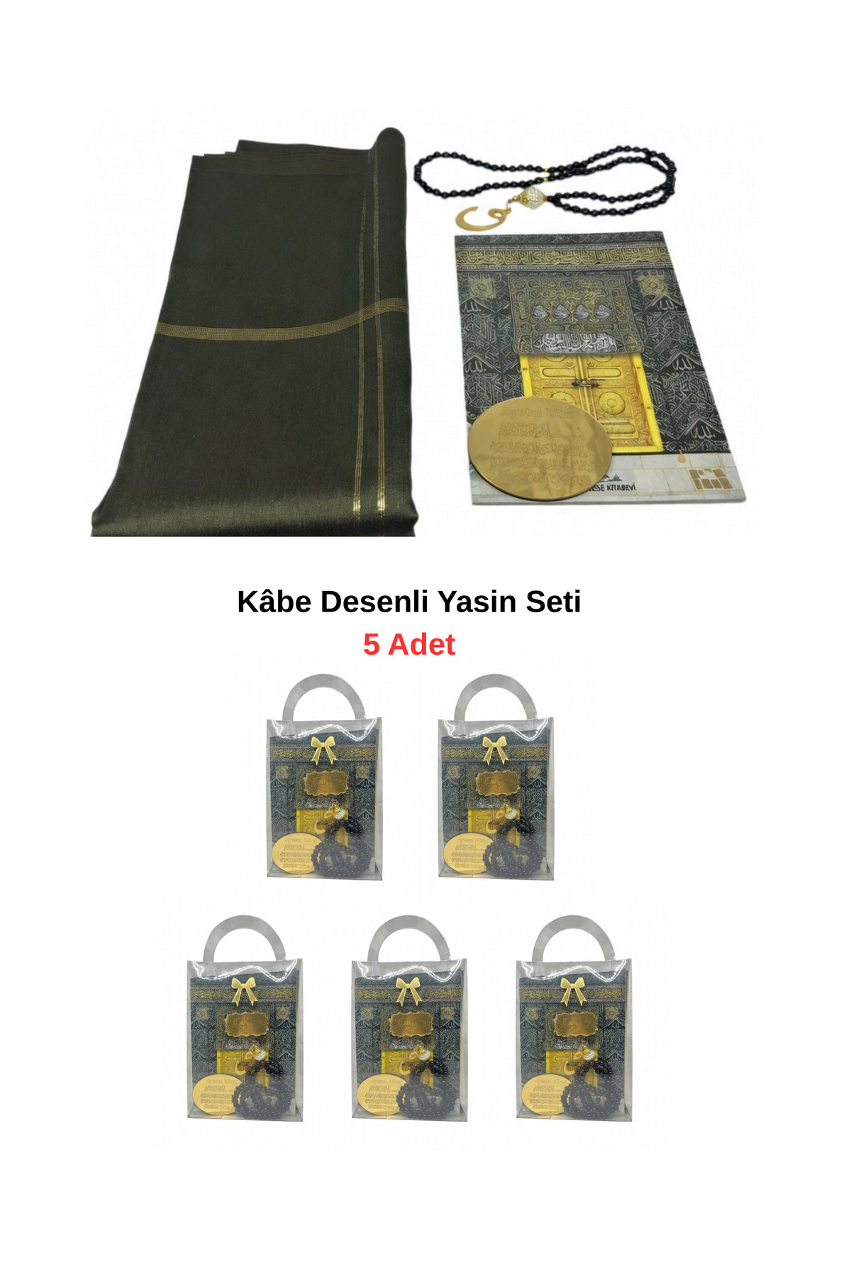 aladepo Asetat Kutulu Kâbe Desenli Yasin Kitabı İnci Tesbih Magnet
