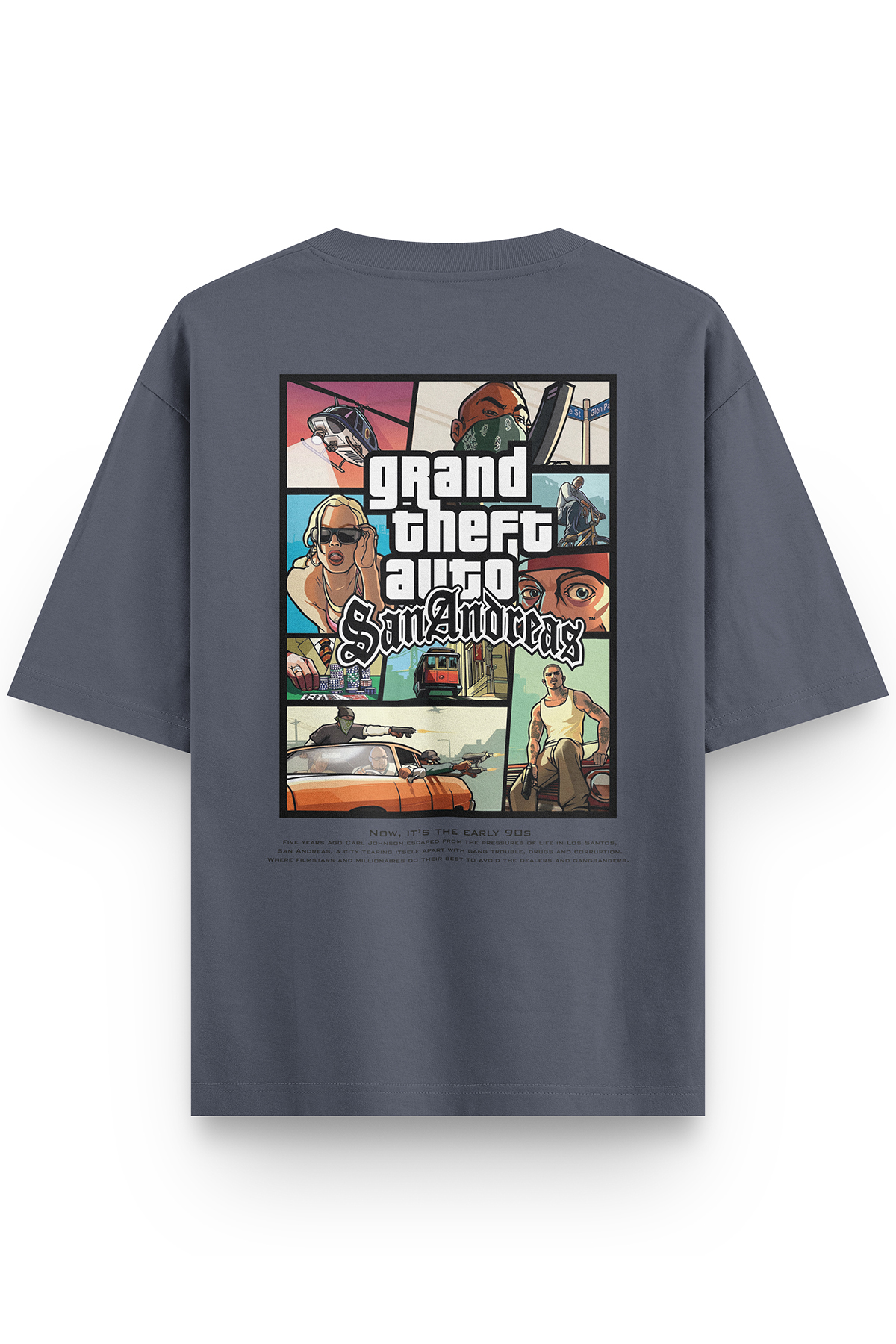Gta San Andreas Back Printed Semi-Oversize Smoked T-shirt 1364