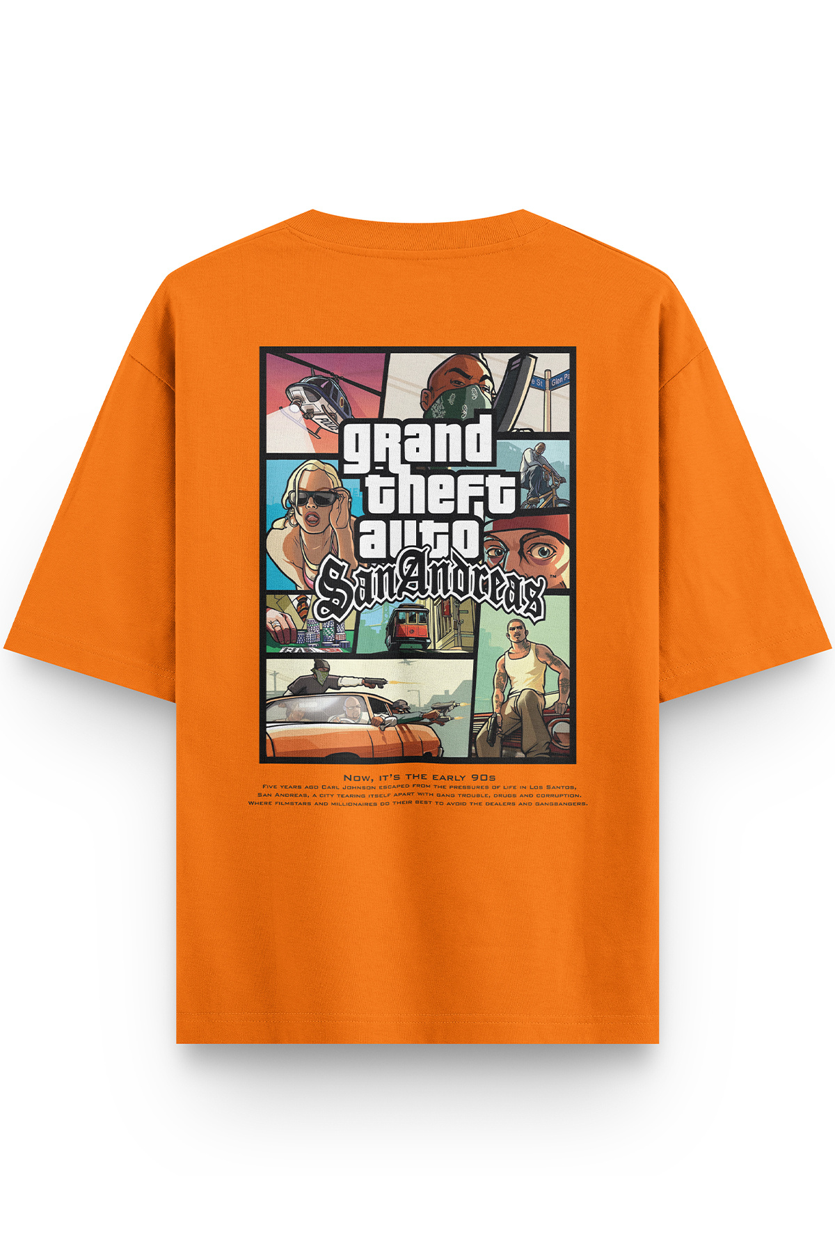 Overoz Gta San Andreas Sırt Printed Semi Oversized Red T-Shirt