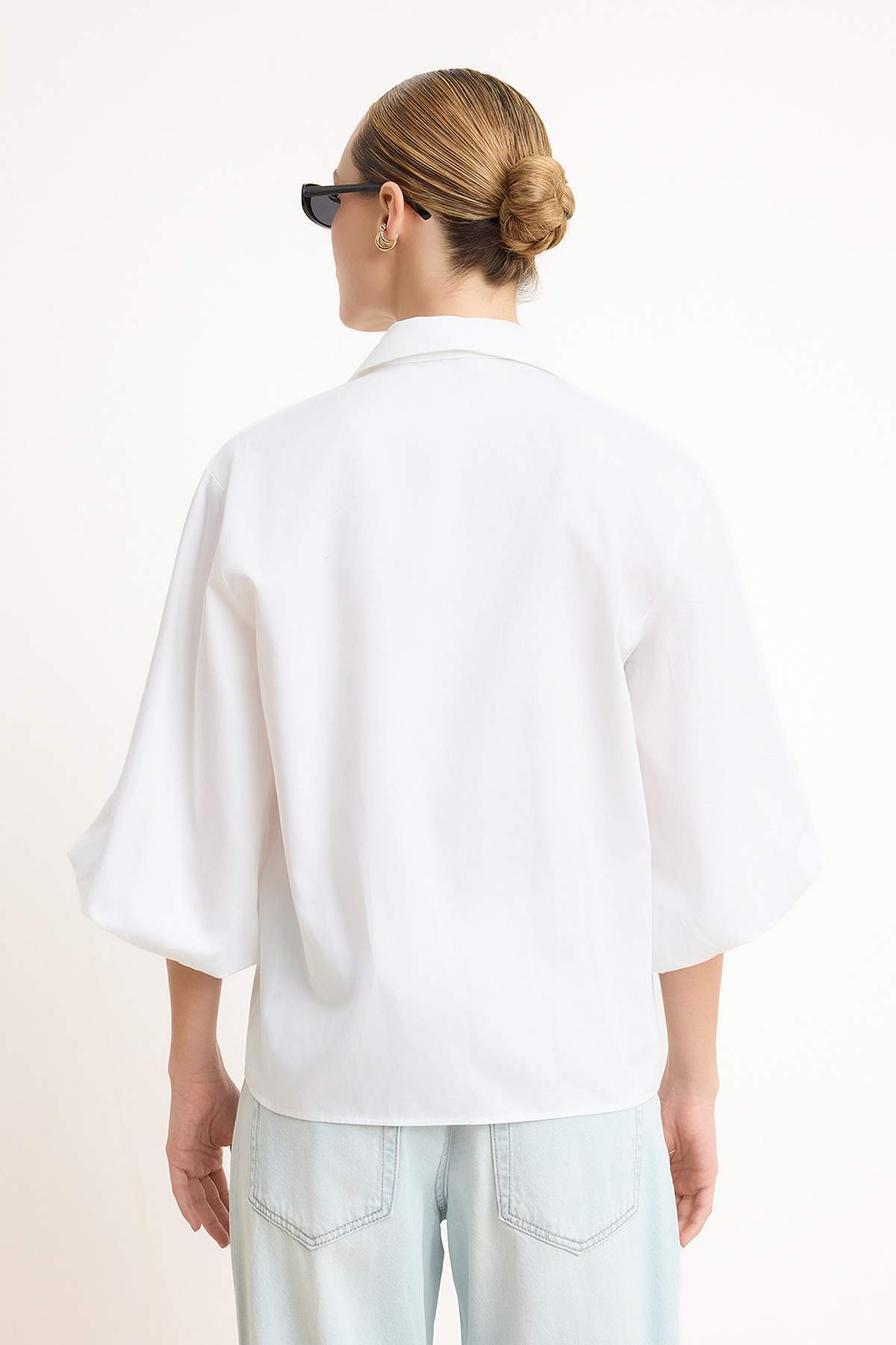 Trendyolmilla  Beyaz Premium Kalite Pamuk Poplin Gömlek TWOSS26GO00074 - Görsel 4