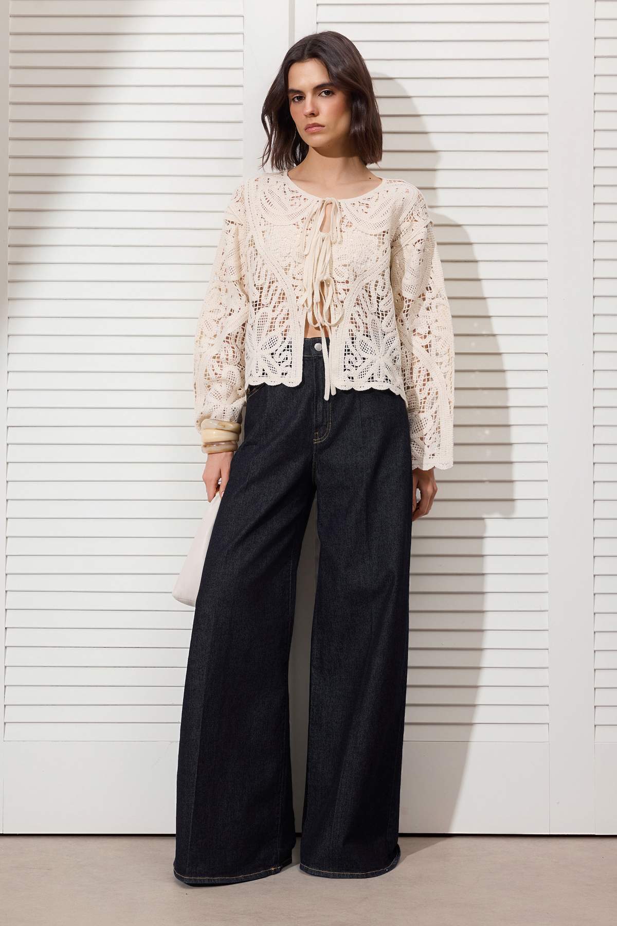 Trendyolmilla  Taş Kroşe Detaylı Bisiklet Yaka Triko Hırka TWOSS26HI00017 - Görsel 2