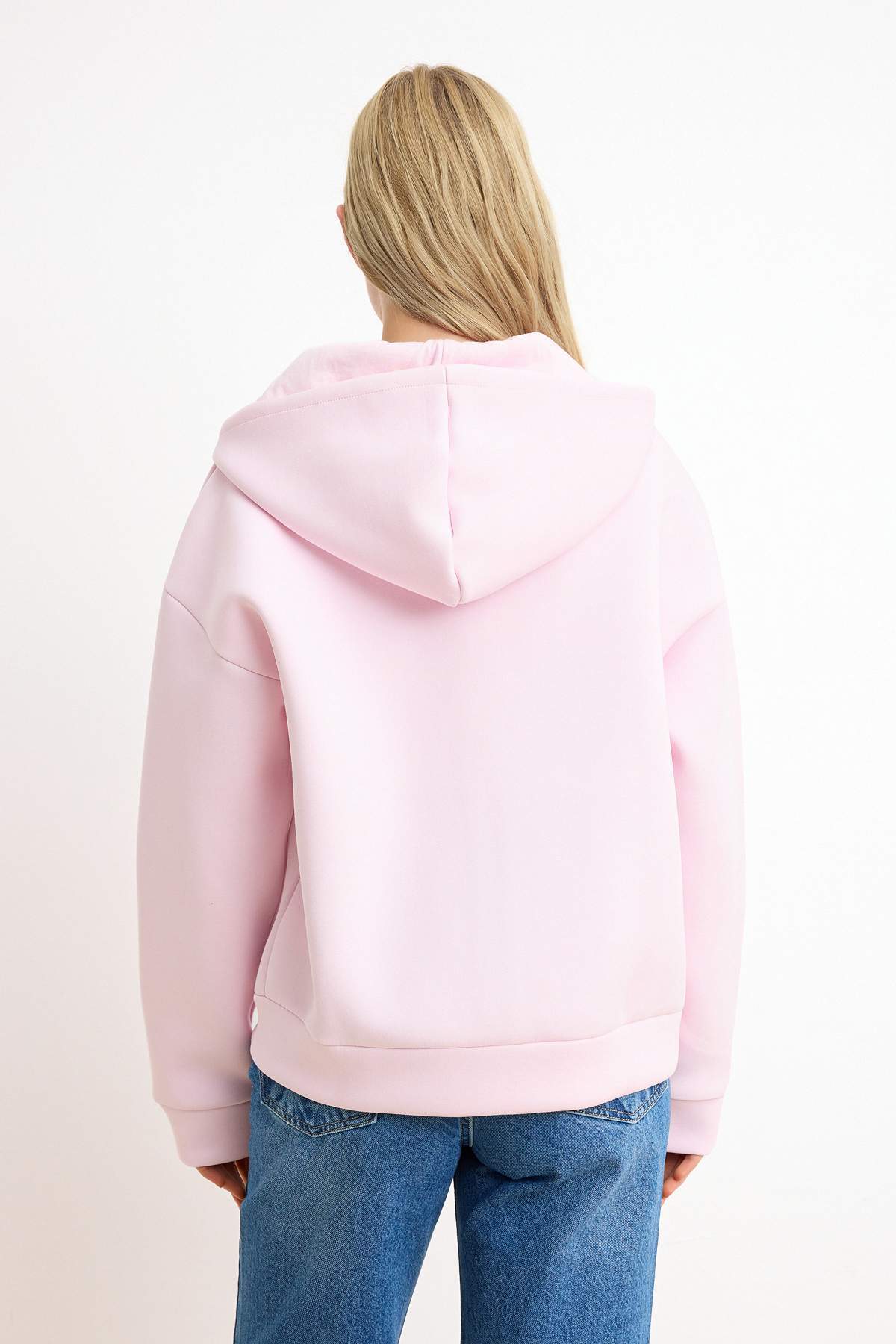 Trendyolmilla  Wardrobe Essentials –Pembe Oversize Kapüşonlu Örme Sweatshirt |TWOAW26SW00018 - Görsel 8
