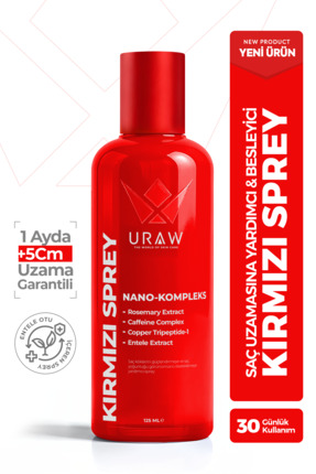Uraw Kırmızı Sprey | Saç Uzamasını Destekleyici ve Dökülme Karşıtı Sprey