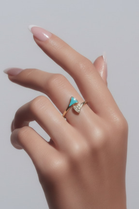 POLENGOLD ALTINYÜZÜK YEŞİL TAŞLI