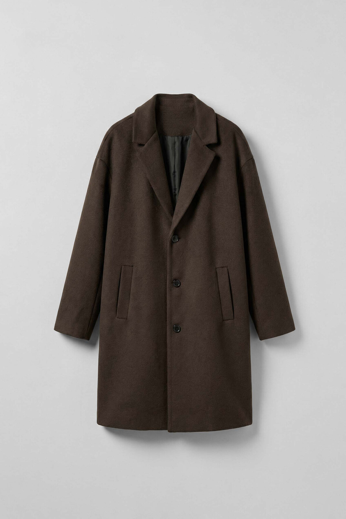 ablukaonline  Erkek Oversize Düğmeli Kaşe Kaban Koyu Kahve