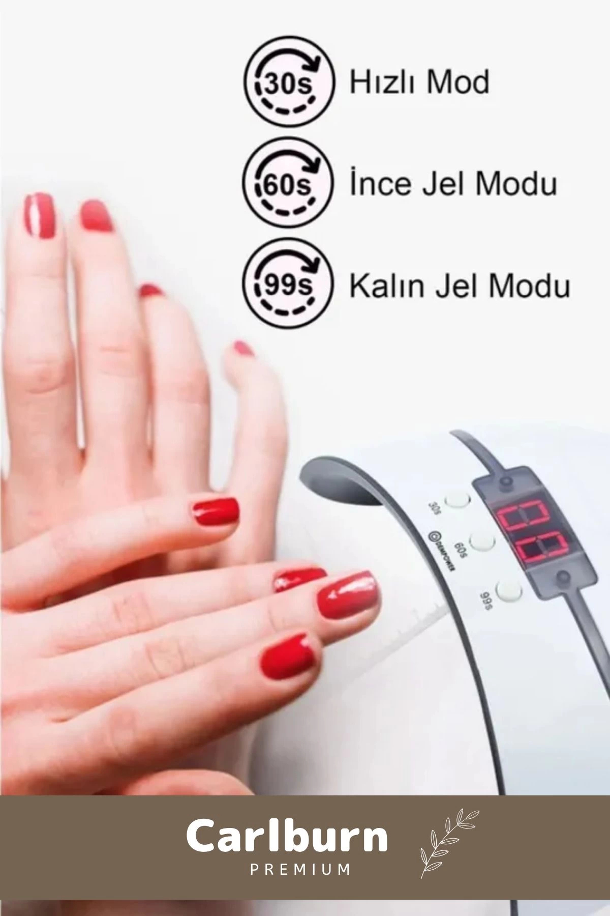 Premium 36W 12 Adet Uv Led Işıklı Profesyonel Dijital Göstergeli 3 Modlu Oje Tırnak Kurutucu — Taşınabilir Cihaz Carlburn — تصویر 2 از 4