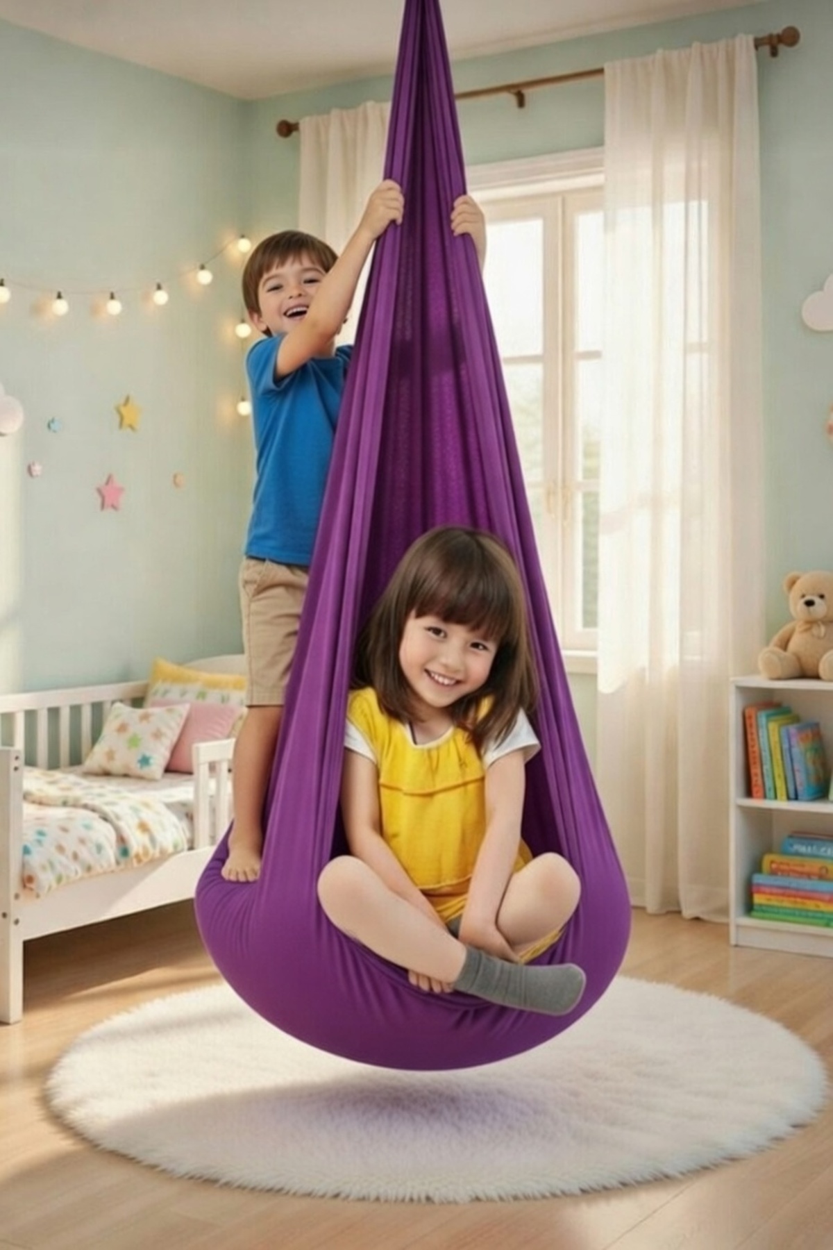 Bundeba Lora Kanguru Mor Bebek Hamak Beşik Tavana Asılan Salıncak Yetişkin ve Çocuk Salıncağı Hamağı fotoğrafı 4 (önizleme)