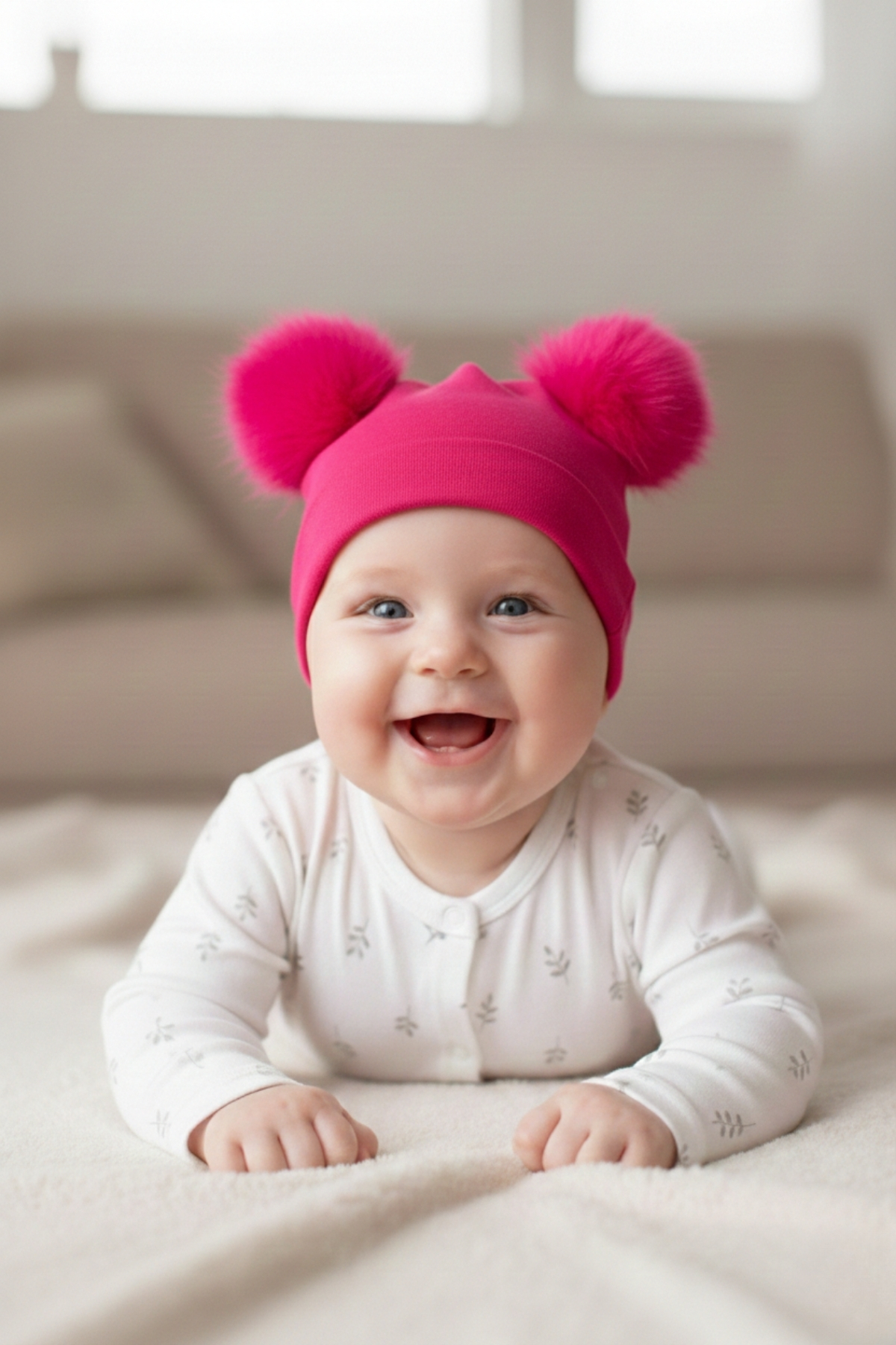 LOGO AKSESUAR Kız Bebek Ponponlu 3'lü Pamuklu Bere fotoğrafı 4 (önizleme)