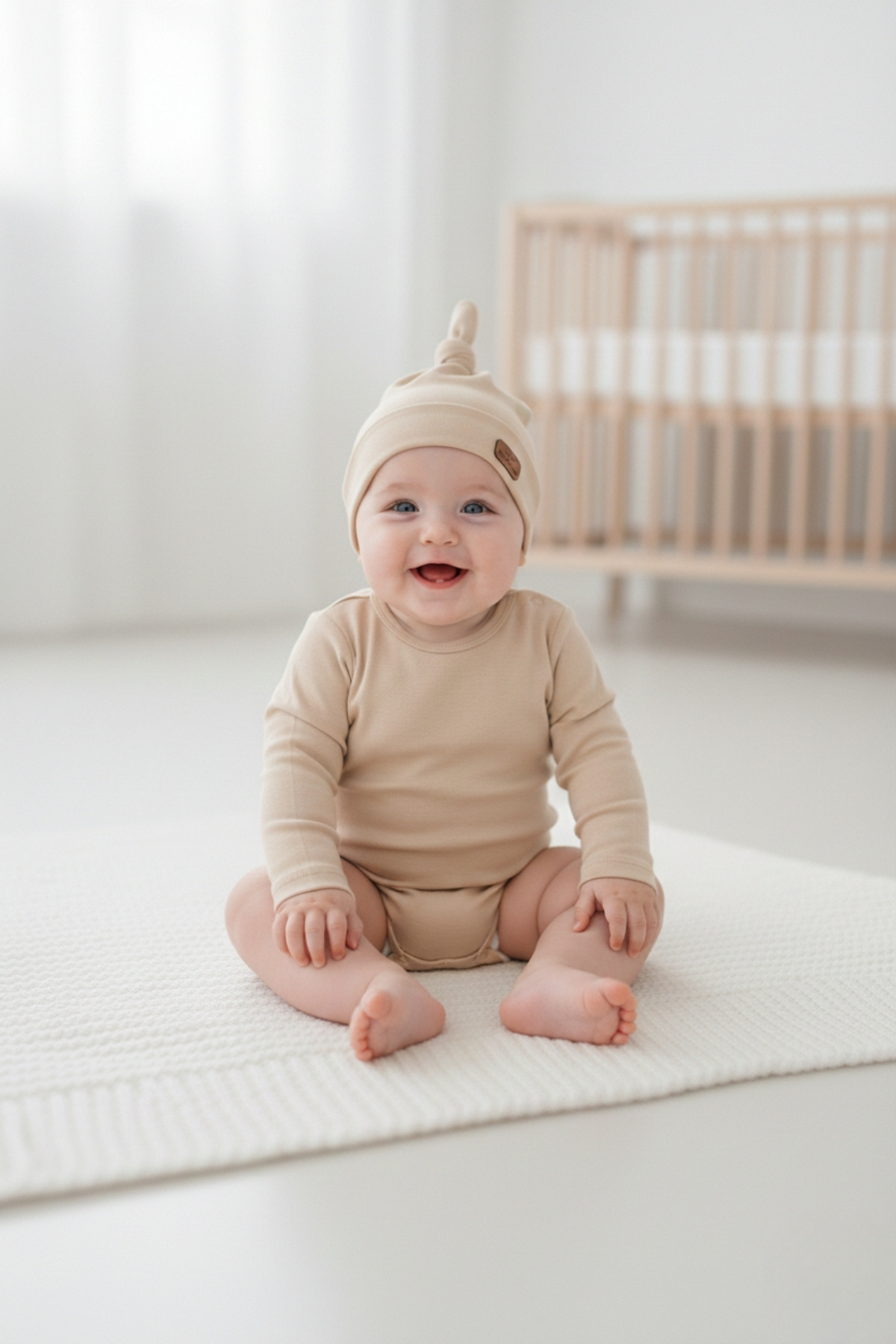 LOGO AKSESUAR Bebek Üstten Bağlamalı Armalı 4'lü Pamuklu Bere fotoğrafı 4 (önizleme)