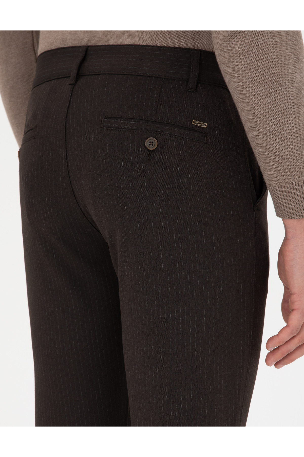 Pierre Cardin Kahverengi Slim Fit Çizgili Kanvas Pantolon 50299528-VR029 görsel 6
