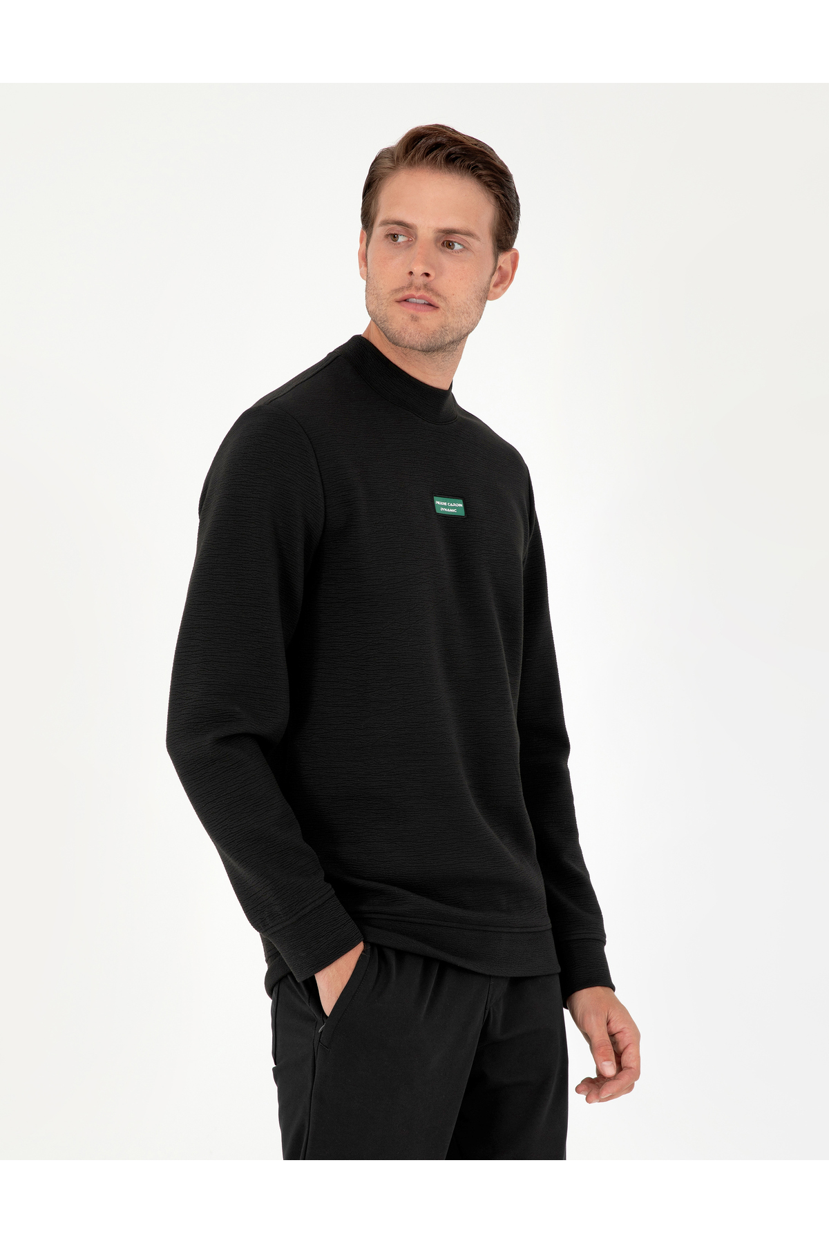 سویشرت مشکی معمولی فیت 50293256-VR046 پیر کاردین سویشرت Pierre Cardin