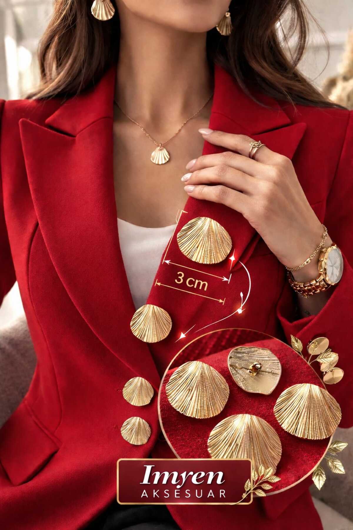Leaf Model Gold Color Button, (Coat,jacket,vest,dress 5 Pieces set 3 cm button )