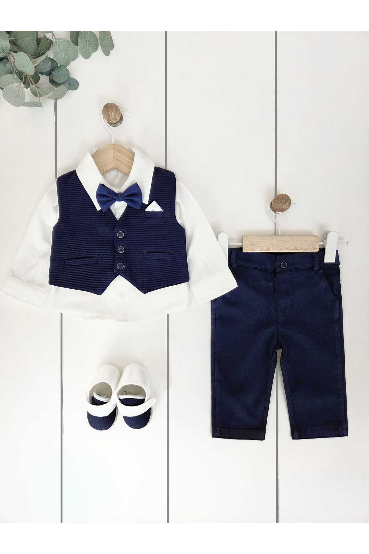 Panfilia Erkek Bebek Yelekli Gömlekli Papyonlu Ayakkabılı Mevlüt Düğün Takımı fotoğrafı 2 (önizleme)