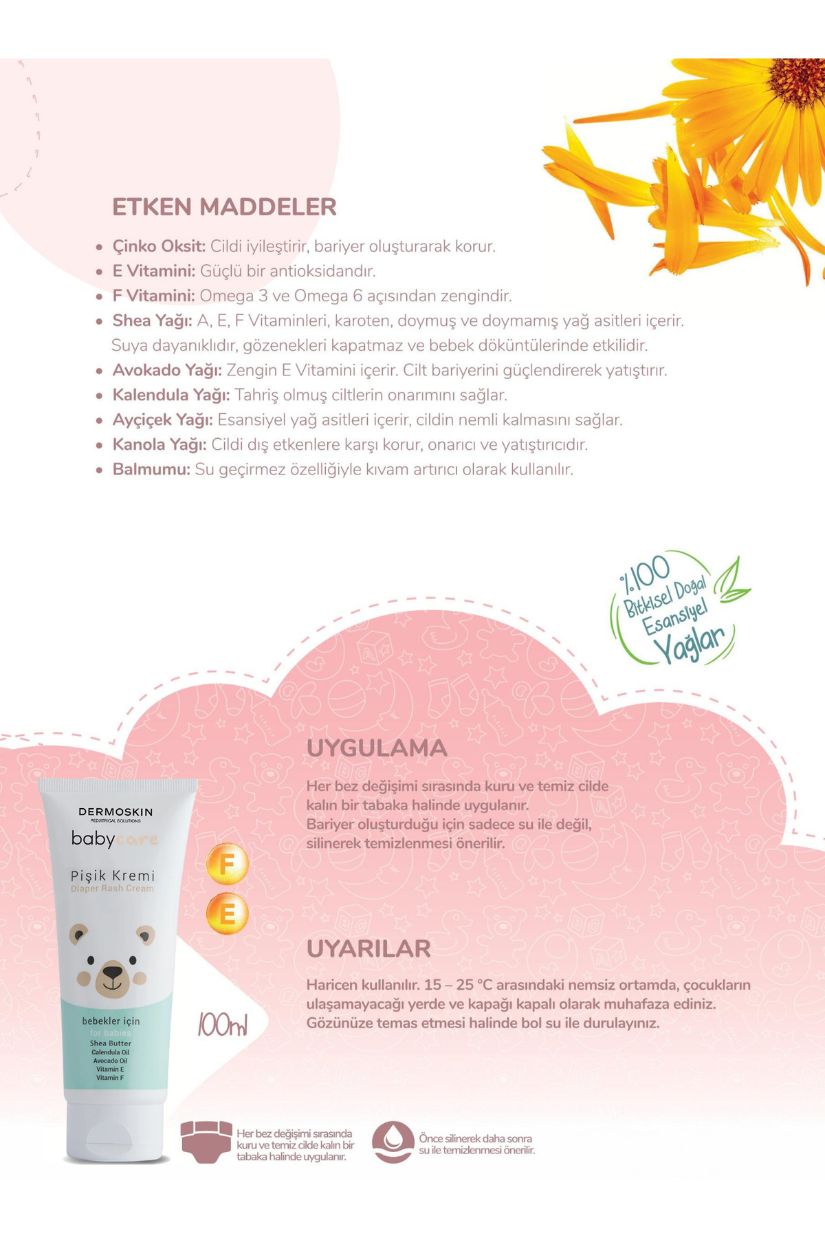 Dermoskin Babycare Bebek Pişik Kremi | Onarıcı | Pişik Önleyici | Nemlendirici Krem | 100 ml fotoğrafı 3 (önizleme)