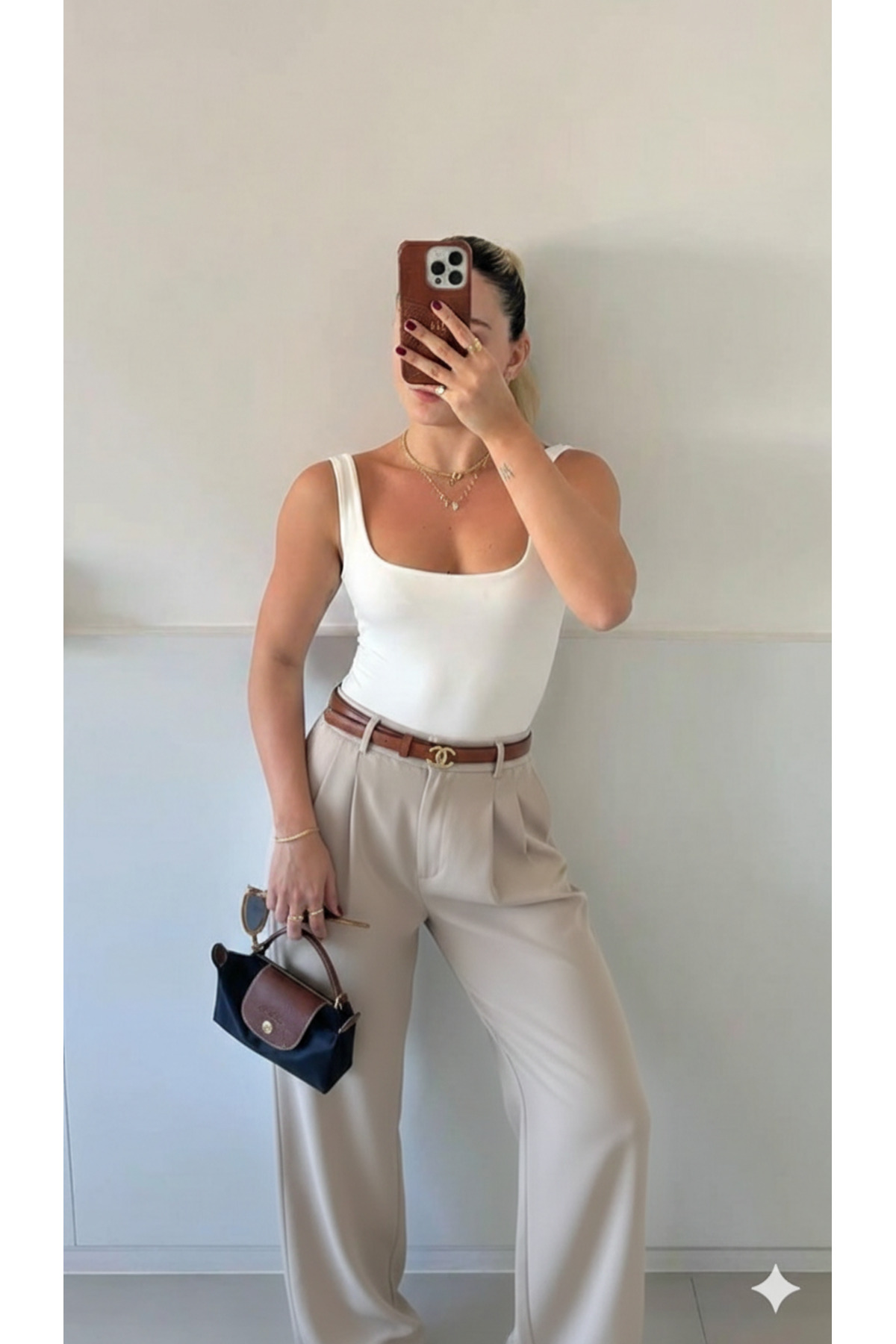 H&A İSTANBUL ženski kamen Sa džepovima Nabrano Visok struk Tkanina Palazzo pa...