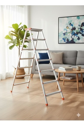 Genel Markalar Alüminyum Çift Çıkışlı Merdiven 7 Basamak | Kaymaz Ayaklı | En...