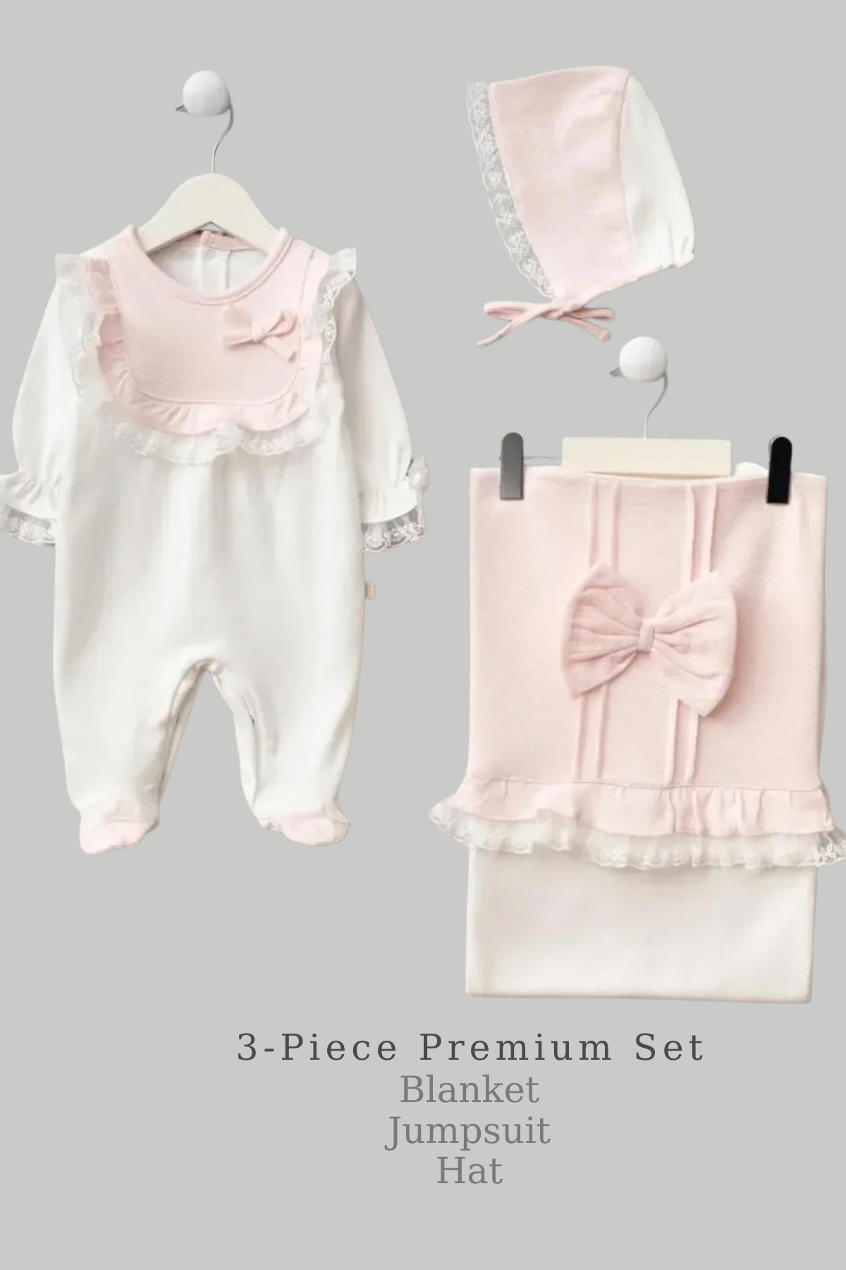 Naka Concept Jakarlı 3 Parça Kız Bebek Hastane Çıkış Seti - Pembe fotoğrafı 3 (önizleme)