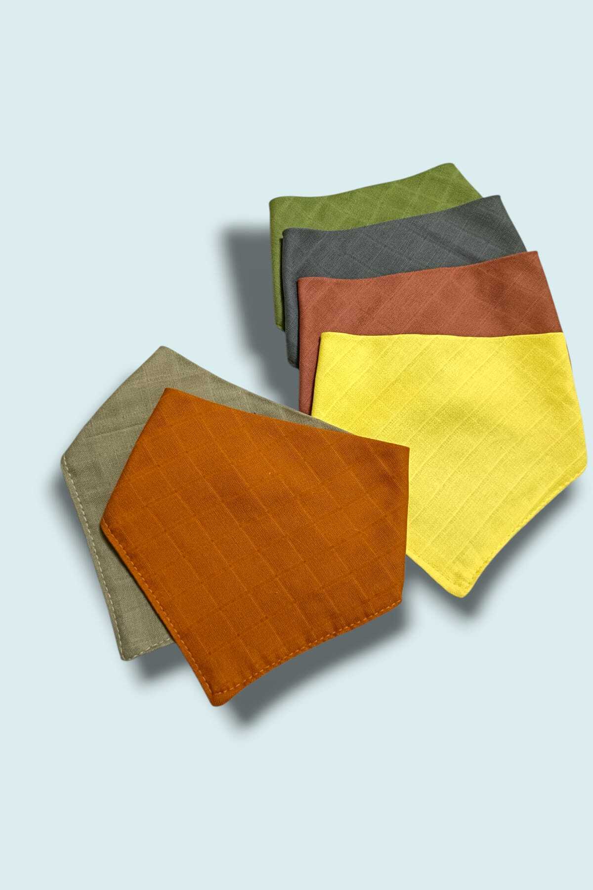 sağel %100pamuk 6li Müslin Yakalık Mama Önlüğü Çift Katlı Iki Çıtçıtlı Unisex Doğu Fular,salya Önlüğü) fotoğrafı 2 (önizleme)