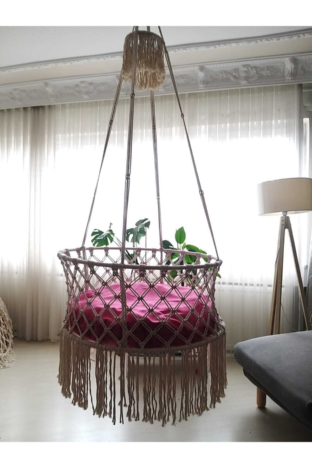 AslanButik Makrome Özel Örgü Salıncak Beşik Pamuk Ip Bebek / Çocuk fotoğrafı 2 (önizleme)