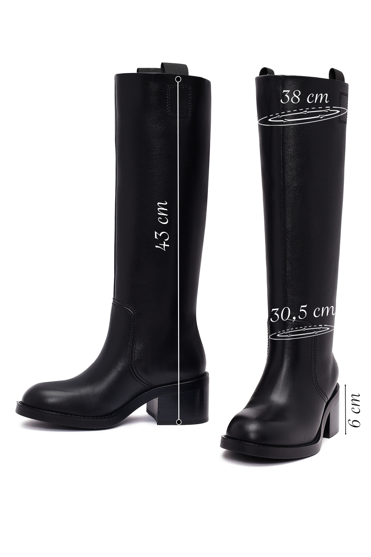 Derimod  Kadın Siyah Kalın Topuklu Deri Çizme 25WFD491618 - Görsel 4
