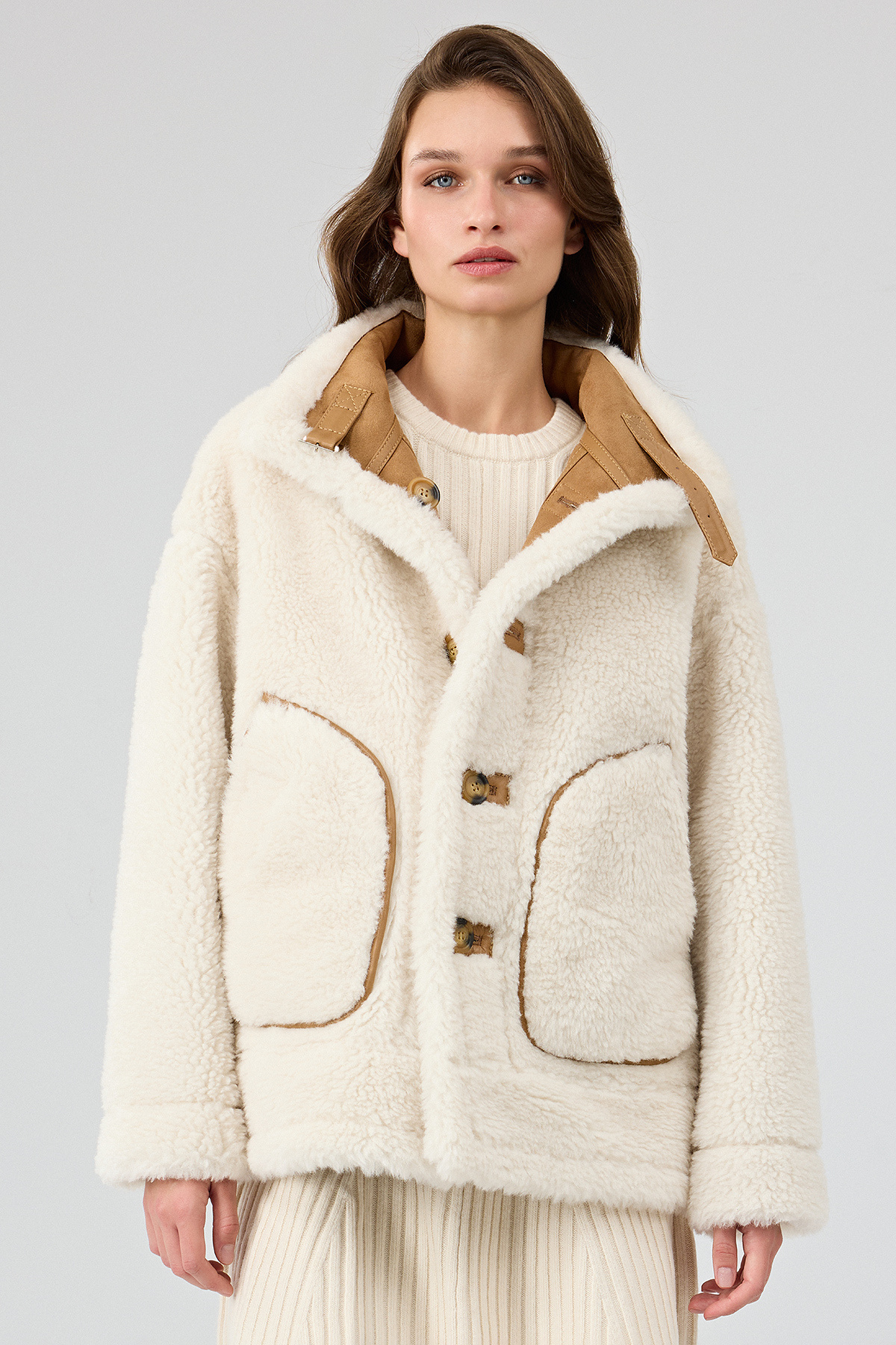 Derimod  Oslo Kadın Camel Çift Taraflı Teddy Mont 25WGP5320FF - Görsel 9