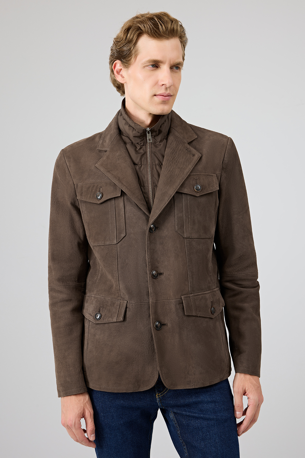 Derimod  Sacramento Erkek Kahverengi Nubuk Deri Mont 25SGD6563V3 - Görsel 4