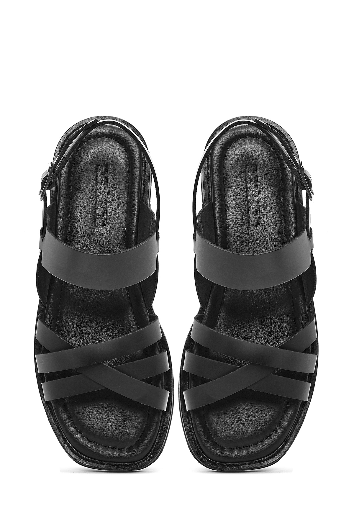 Derimod  Kadın Siyah Bilekten Tokalı Hakiki Hakiki Deri Sandalet 25SFD361818 - Görsel 7